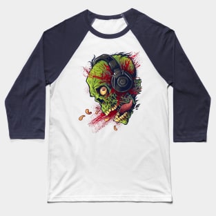 Zombie with Headphones Baseball T-Shirt